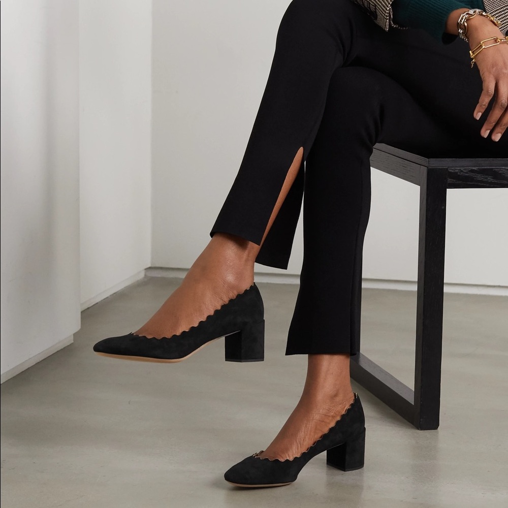 Classic suede scalloped Chloe pumps